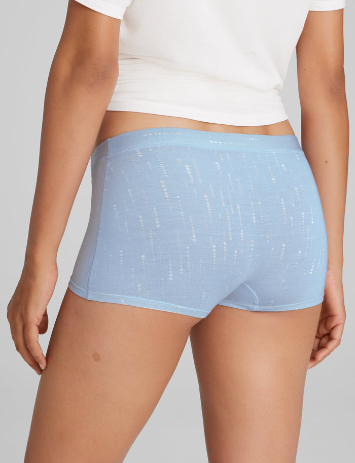 Women's Second Skin Boyshort::Cashmere Blue Falling Stars