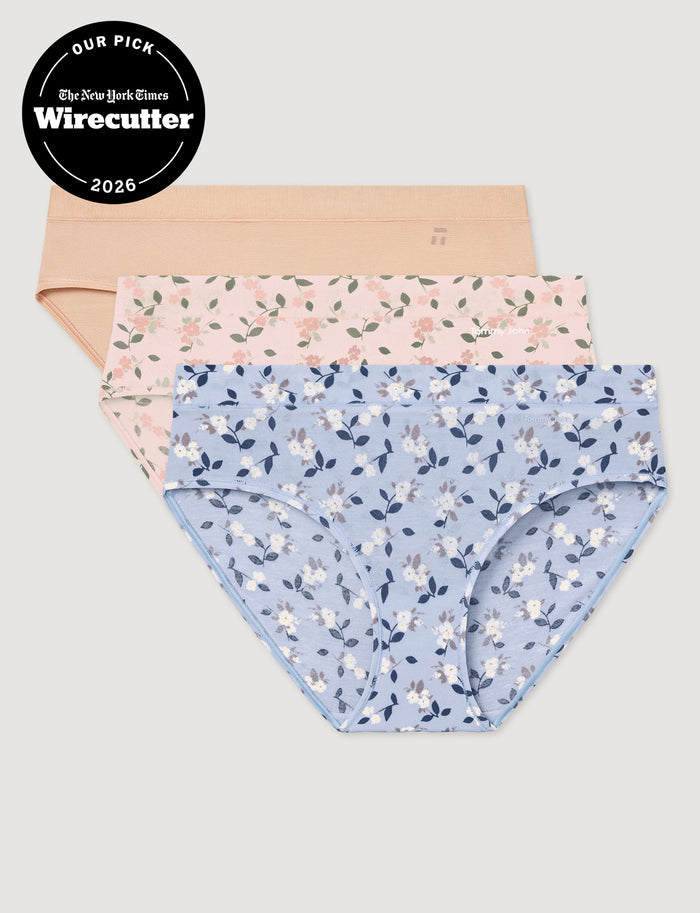 Women's Second Skin Brief (3-Pack)::Maple Sugar/Rosewater Camellias/Halogen Blue Camellias