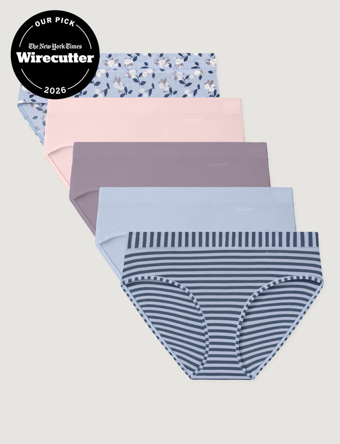 Women's Second Skin Brief (5-Pack)::Camellias/Rosewater/Nirvana/Halogen Blue/Stripe