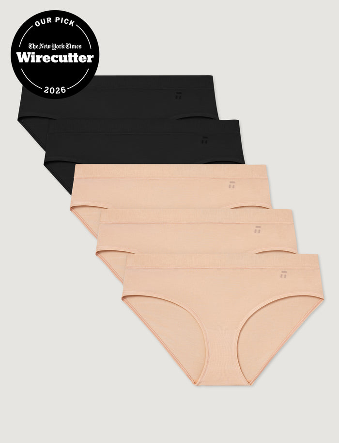 Women's Second Skin Brief (5-Pack)::Black/Maple Sugar
