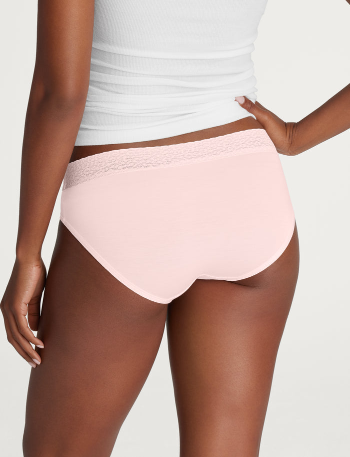 Women's Second Skin Brief, Lace Waist::Rosewater Lace Waist