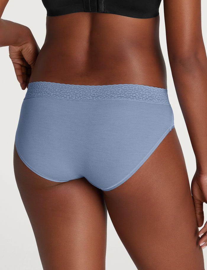 Women's Second Skin Brief, Lace Waist::Rain Washed Lace Waist