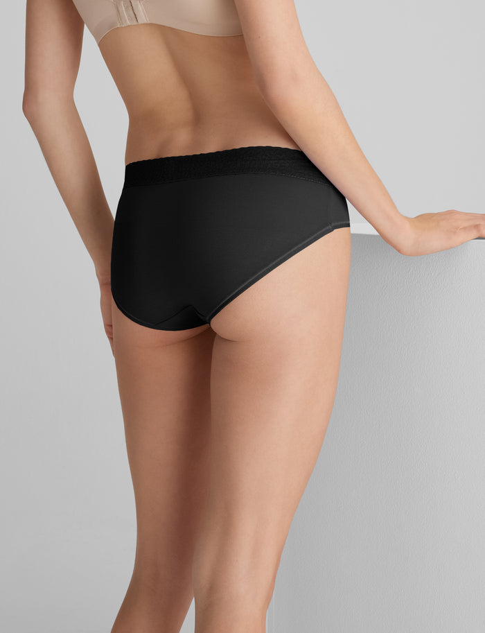 OLD::Women's Second Skin Brief, Lace Waist::Black Lace Waist