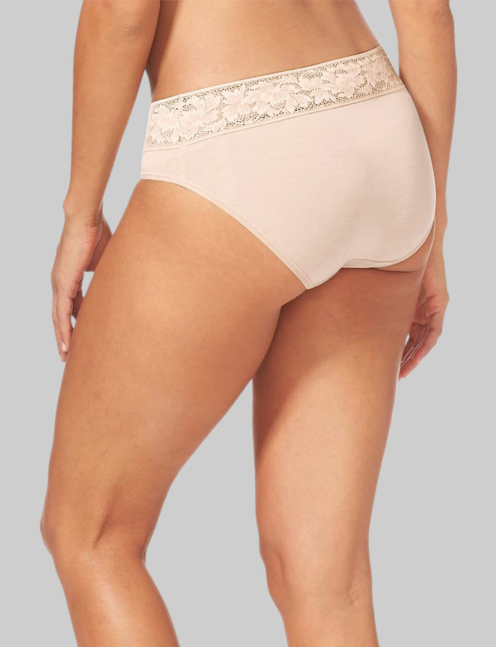 Women's Second Skin Brief, Lace Waist::Soft Pink Lace Waist