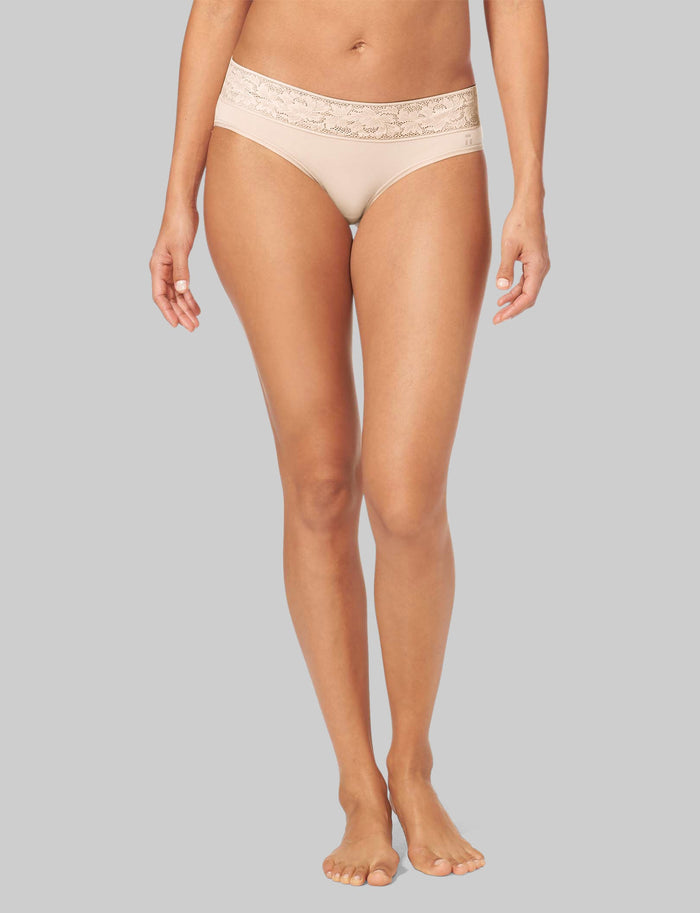 Women's Second Skin Brief, Lace Waist::Soft Pink Lace Waist