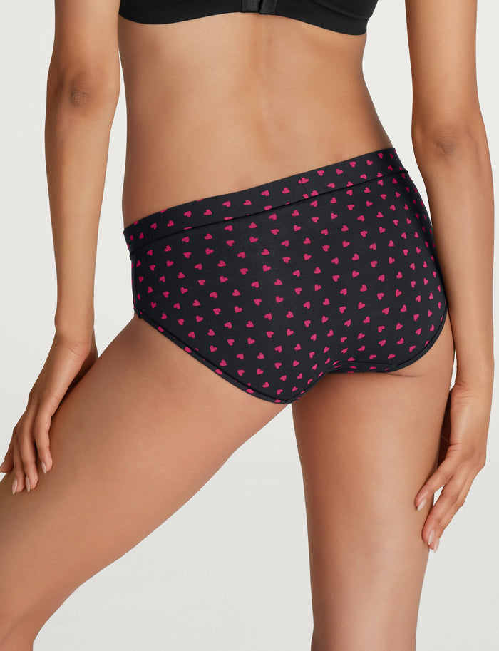 Women's Second Skin Brief::Black Charming Hearts