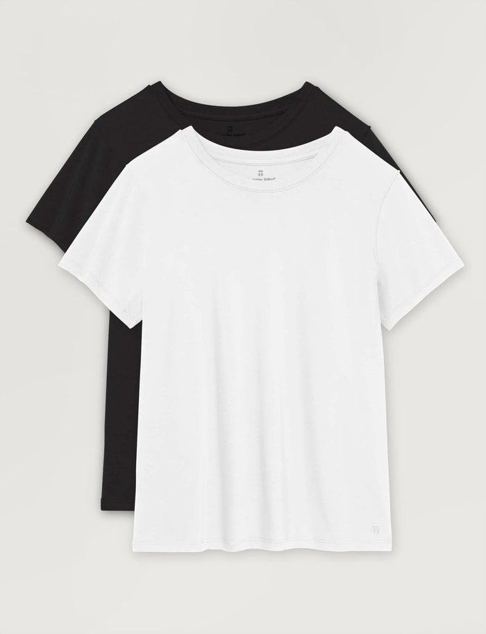 Women's Second Skin Crew Neck (2-Pack)::White/Black