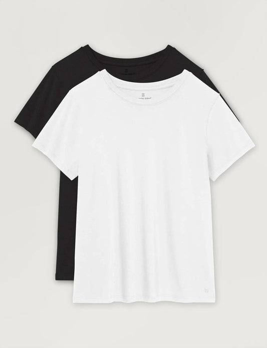 Women's Second Skin Crew Neck (2-Pack)::White/Black