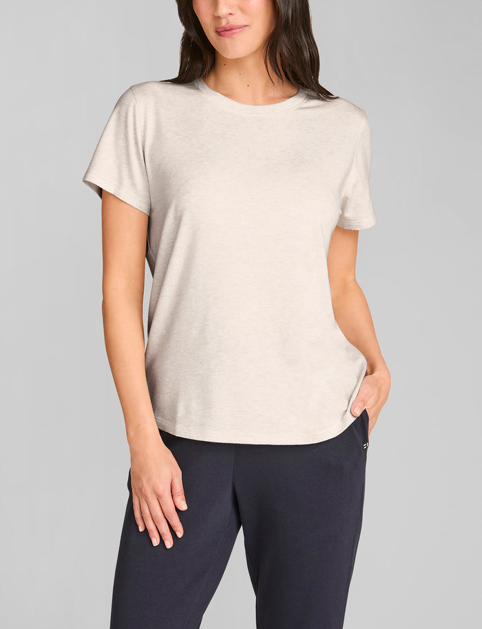 Women's Second Skin Crew Neck Tee::Oatmeal Heather