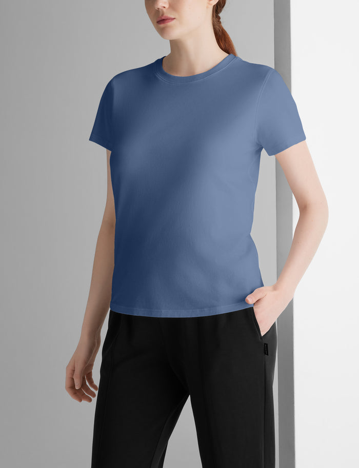 Women's Second Skin Crew Neck Tee::Vintage Indigo