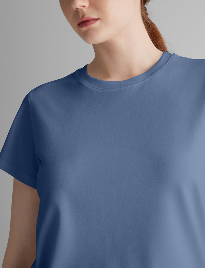 Women's Second Skin Crew Neck Tee::Vintage Indigo