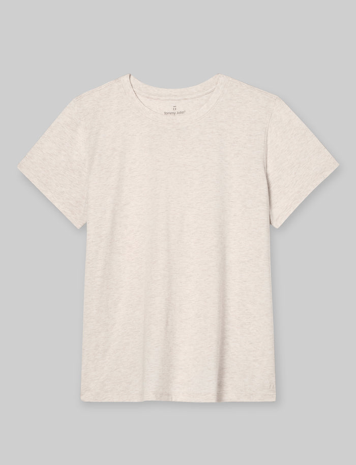 Women's Second Skin Crew Neck Tee::Oatmeal Heather::Swatch