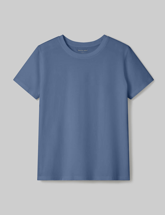 Women's Second Skin Crew Neck Tee::Vintage Indigo::Swatch