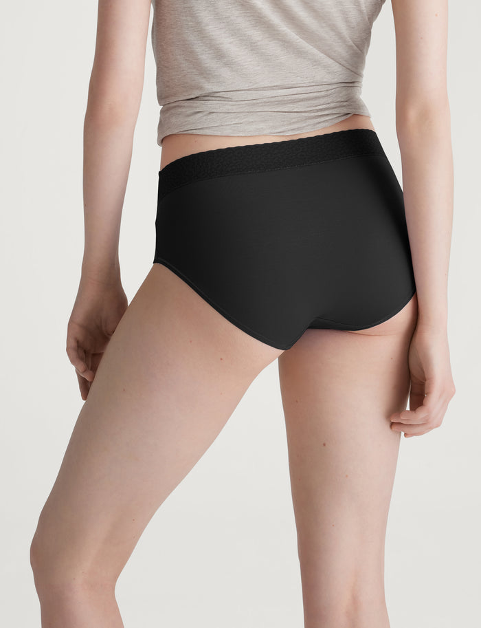 Women's Second Skin High-Rise Brief, Lace Waist (5-Pack)::Black Lace Waist