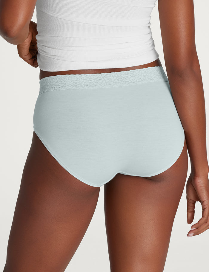 Women's Second Skin High-Rise Brief, Lace Waist (5-Pack)::Black/Maple Sugar/Rosewater/Ice Flow Lace Waist