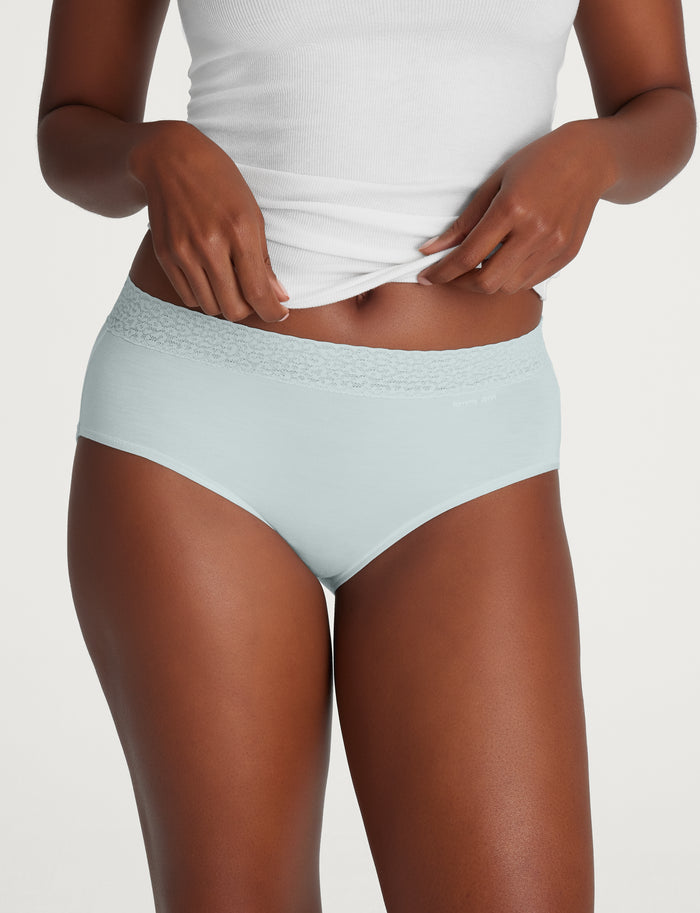 Women's Second Skin High-Rise Brief, Lace Waist (5-Pack)::Black/Maple Sugar/Rosewater/Ice Flow Lace Waist