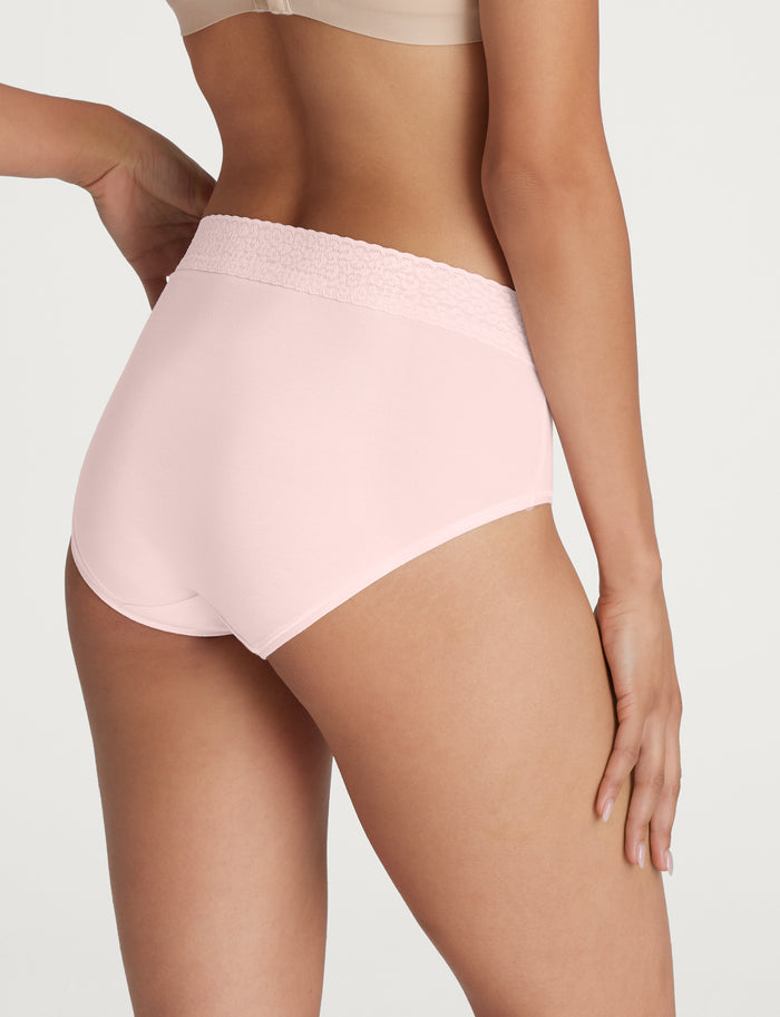 Women's Second Skin High Rise Brief, Lace Waist::Rosewater Lace Waist