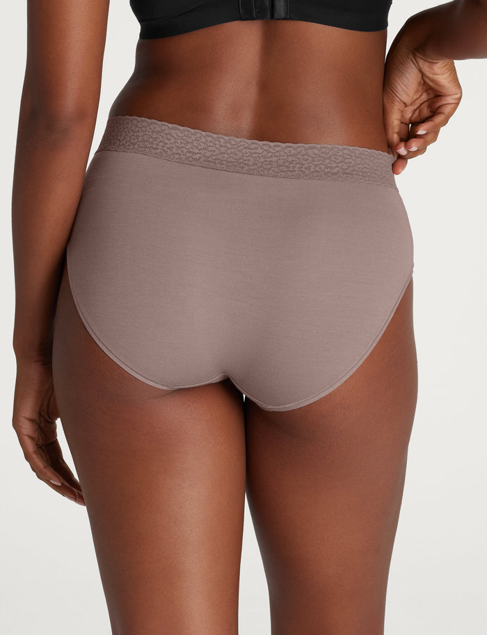 Women's Second Skin High Rise Brief, Lace Waist::Antler Lace Waist