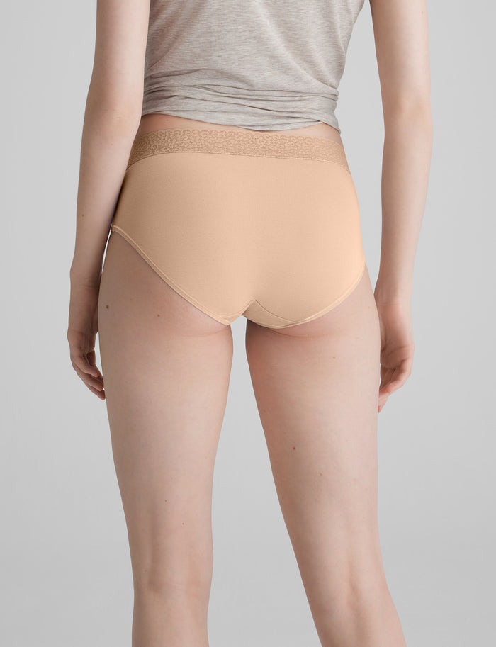 OLD::Women's Second Skin High Rise Brief, Lace Waist::Maple Sugar Lace Waist