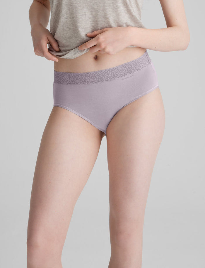 Women's Second Skin High Rise Brief, Lace Waist::Iris Lace Waist