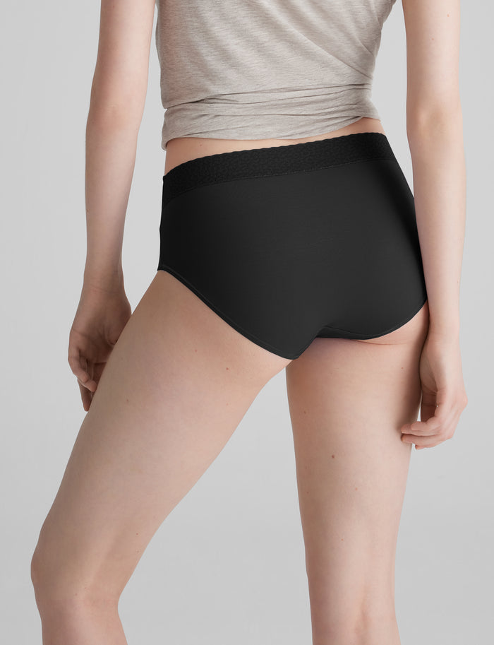 OLD::Women's Second Skin High Rise Brief, Lace Waist::Black Lace Waist