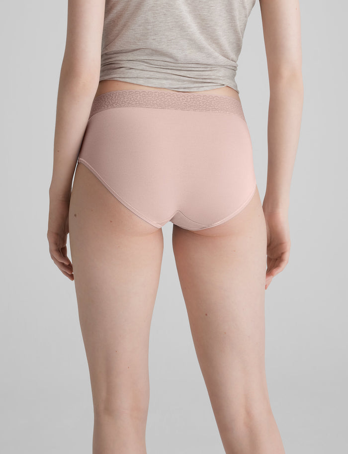 Women's Second Skin High Rise Brief, Lace Waist::Sepia Rose Lace Waist