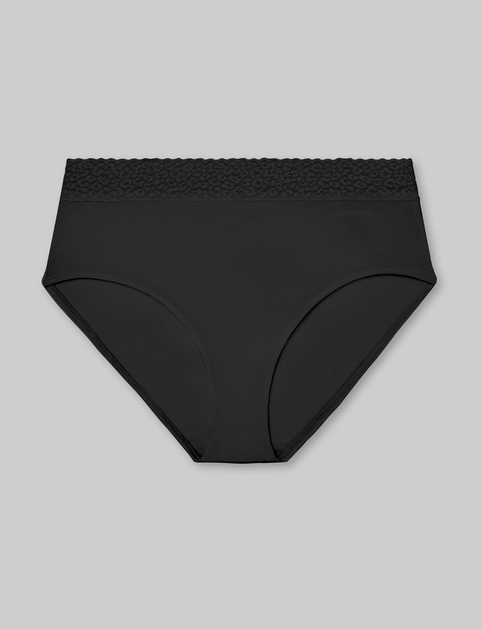 OLD::Women's Second Skin High Rise Brief, Lace Waist::Black Lace Waist::Swatch