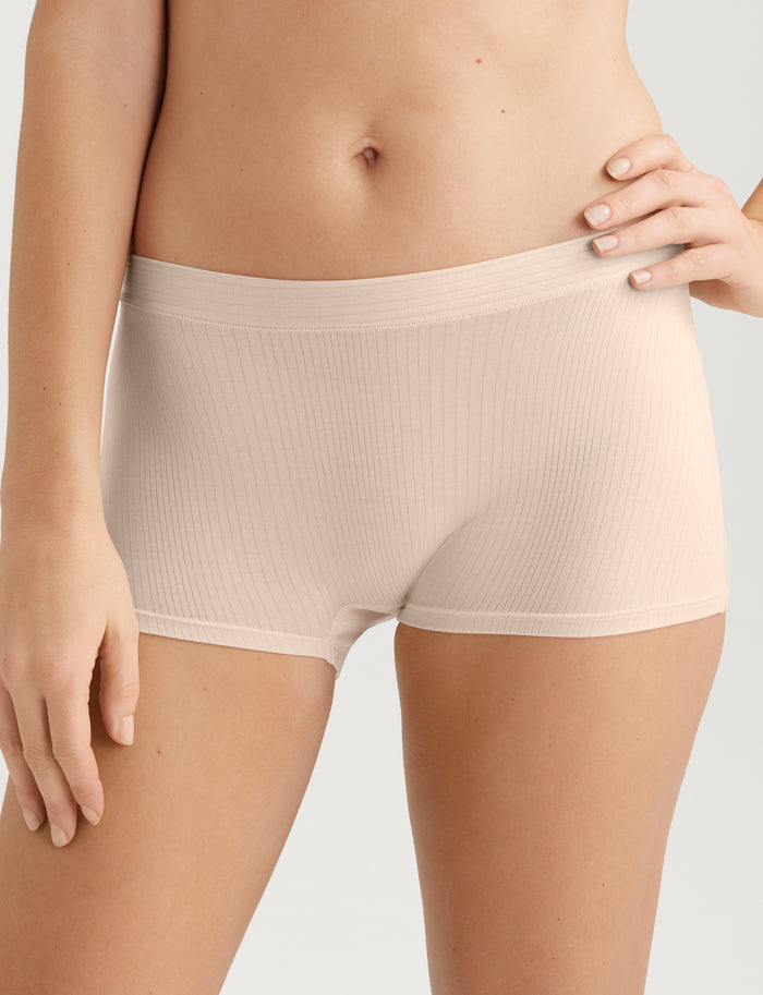 Women's Second Skin Luxe Rib Boyshort (3-Pack)::Black/Shifting Sand/Rosewater Luxe