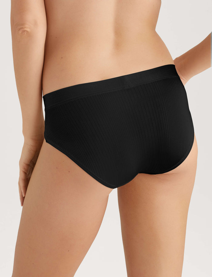 Women's Second Skin Luxe Rib Brief (3-Pack)::Black/Shifting Sand/Rosewater Luxe