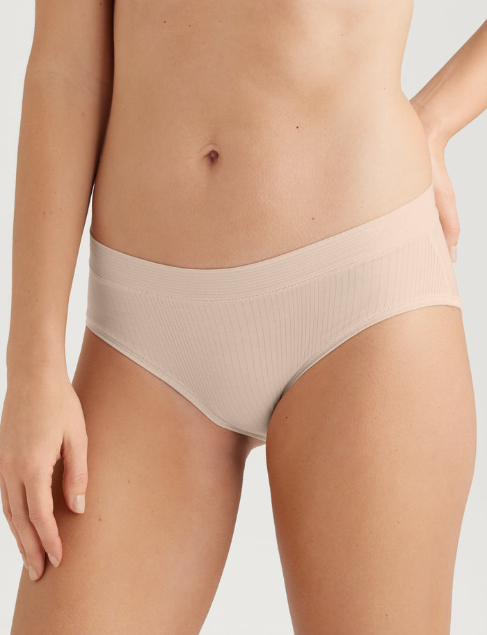 Women's Second Skin Luxe Rib Brief (5-Pack)::Black/Shifting Sand/Rosewater Luxe