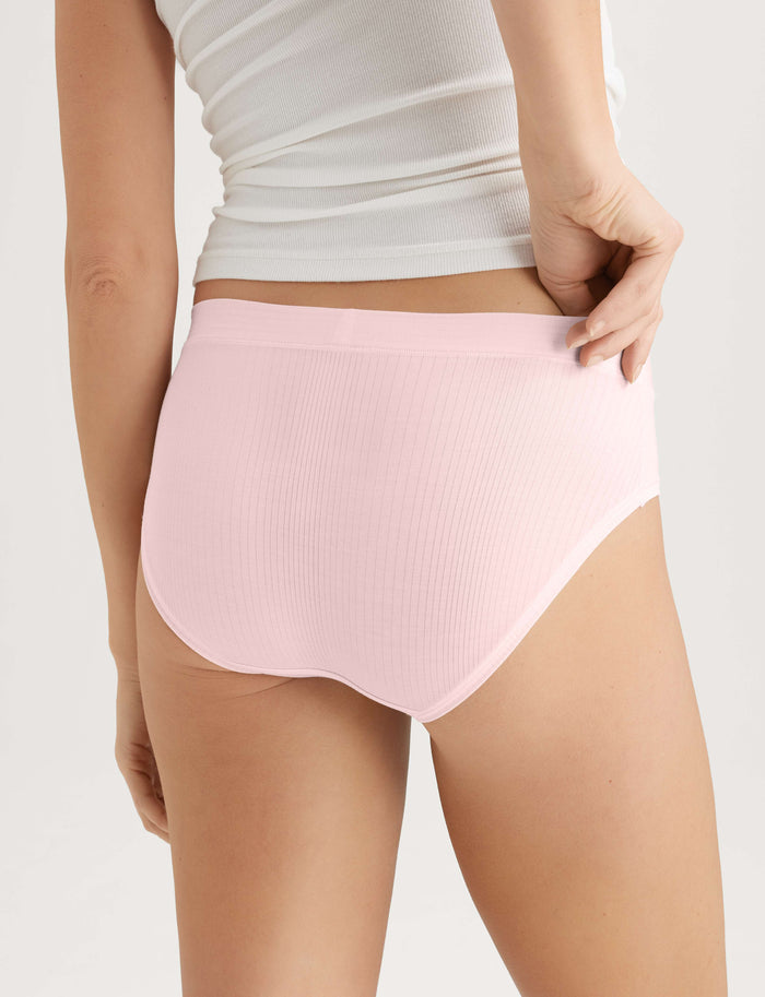Women's Second Skin Luxe Rib Brief::Rosewater Luxe