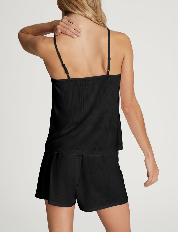 Women's Second Skin Luxe Rib Cami::Black Luxe