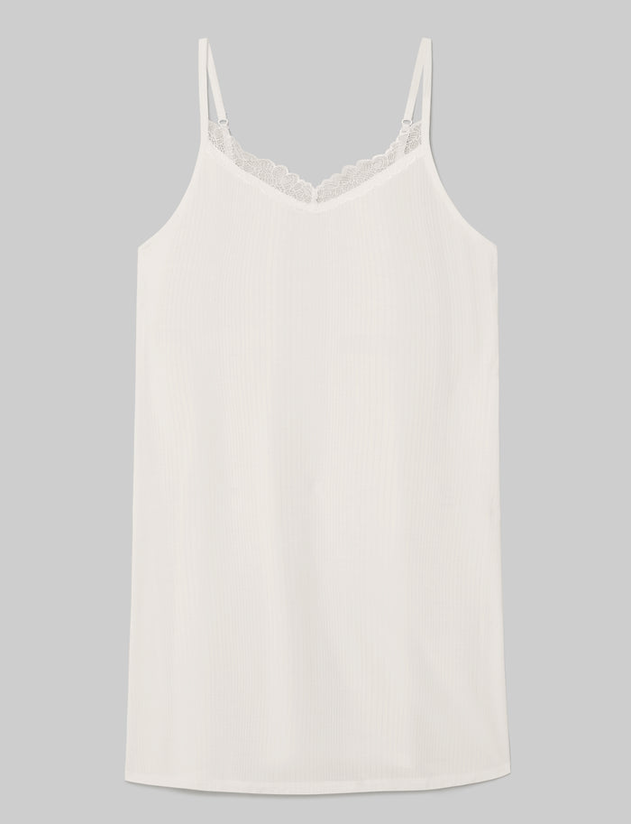 Women's Second Skin Luxe Rib Lace Chemise::Gardenia Luxe::Swatch