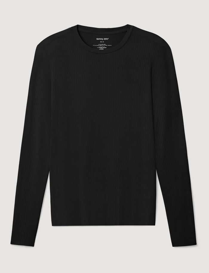 Women's Second Skin Luxe Rib Henley::Black Luxe::Swatch
