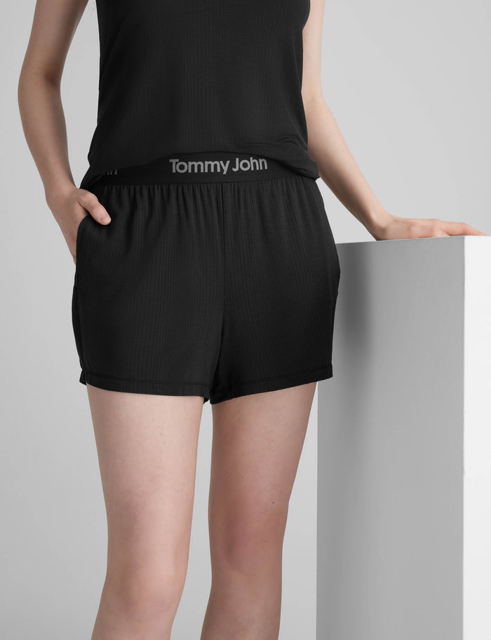 Women's Second Skin Luxe Rib Sleep Short::Black Luxe