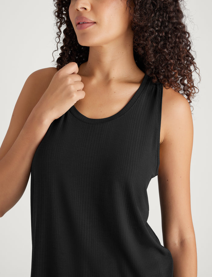 Women's Second Skin Luxe Rib Sleep Tank::Black Luxe