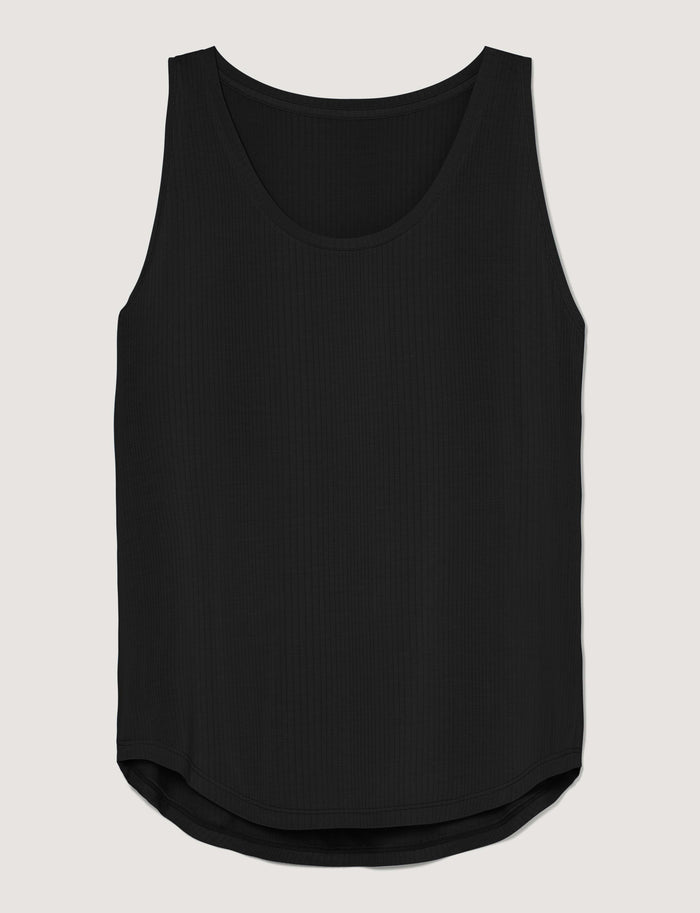 Women's Second Skin Luxe Rib Sleep Tank::Black Luxe::Swatch