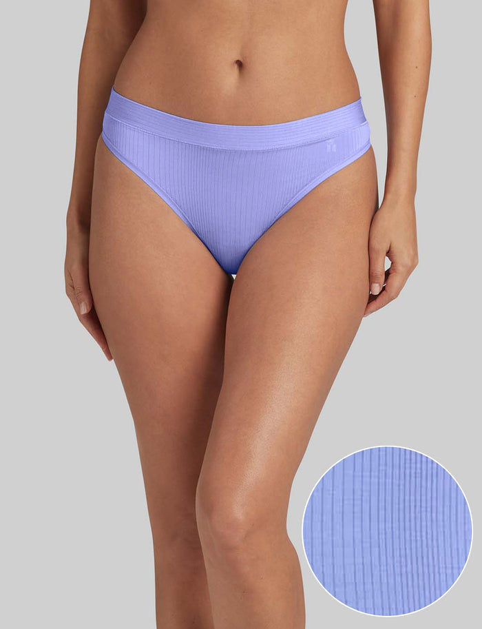 Women's Second Skin Luxe Rib Thong::Jacaranda