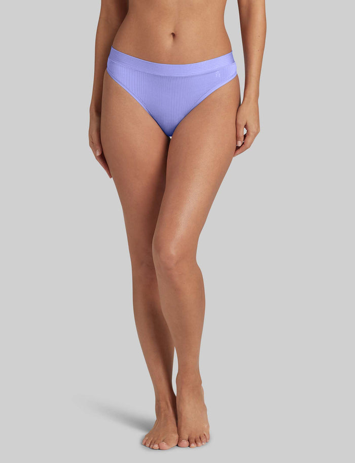 Women's Second Skin Luxe Rib Thong::Jacaranda