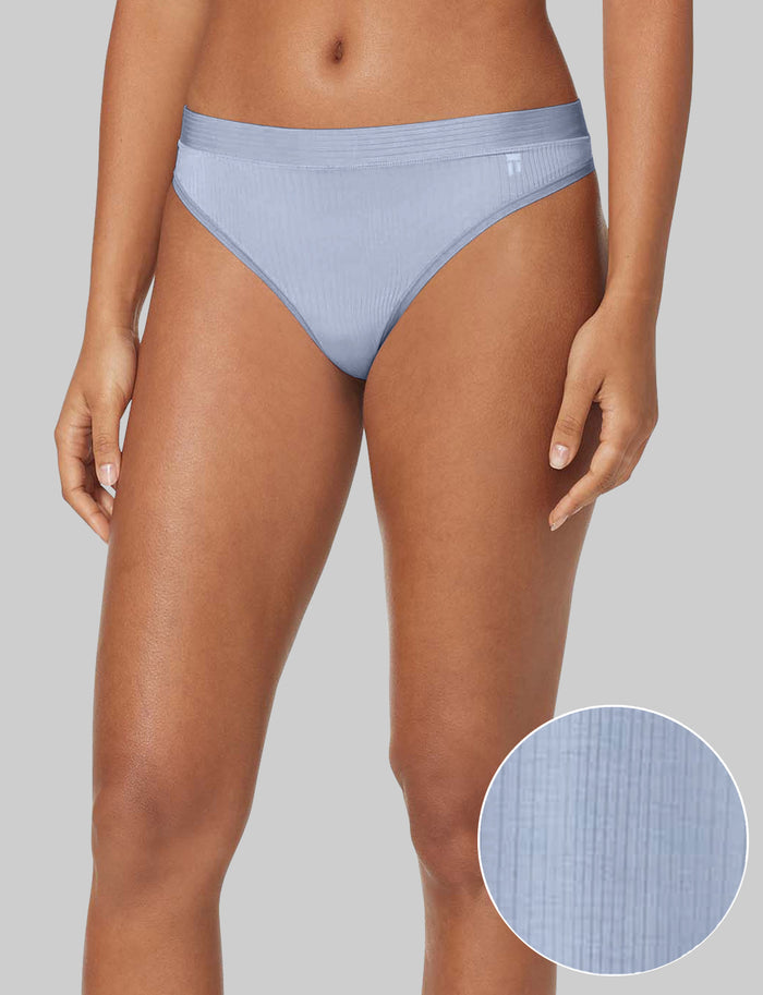 Women's Second Skin Luxe Rib Thong::Country Blue Luxe Rib