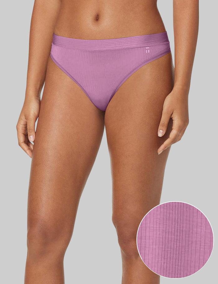 Women's Second Skin Luxe Rib Thong::Argyle Purple Luxe Rib