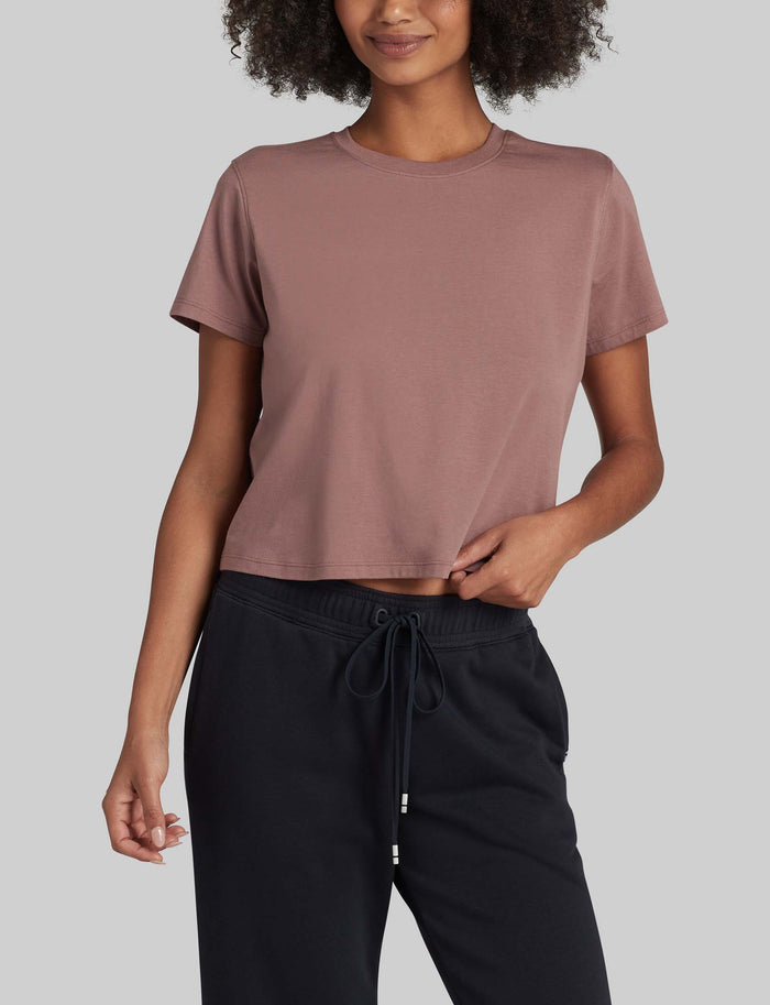 Women's Second Skin Not-Too-Cropped Crew Neck Tee::Twilight Mauve