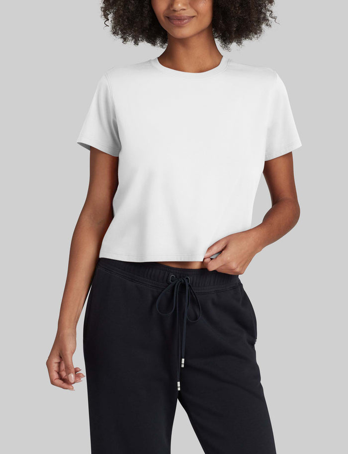 Women's Second Skin Not-Too-Cropped Crew Neck Tee::White