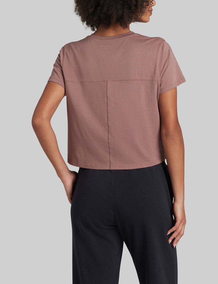 Women's Second Skin Not-Too-Cropped Crew Neck Tee::Twilight Mauve