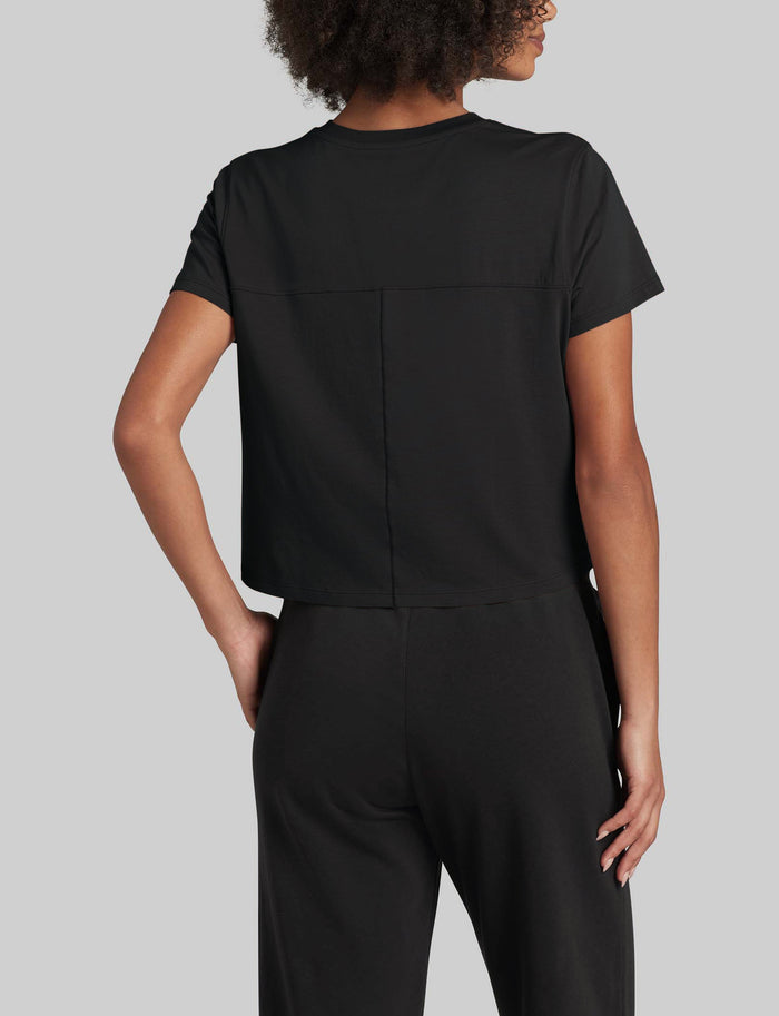 Women's Second Skin Not-Too-Cropped Crew Neck Tee::Black