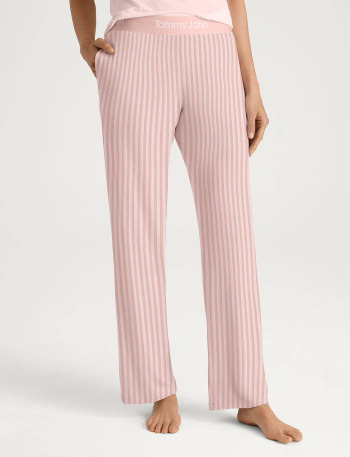 Women's Second Skin Sleep Pant::Chintz Rose Vertical Classic Stripe