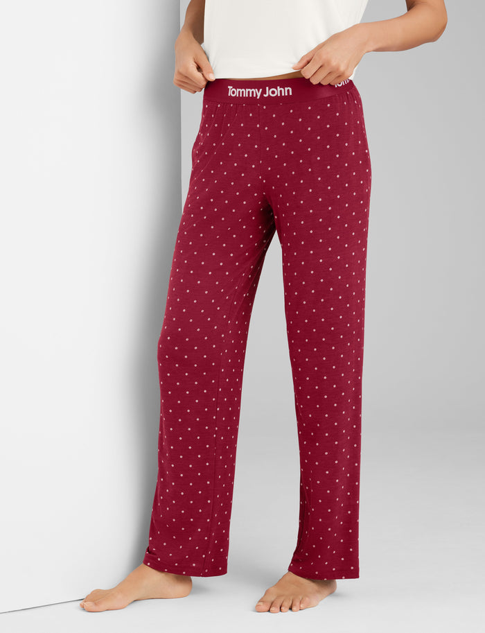 Women's Second Skin Sleep Pant::Rhubarb Snow Dot