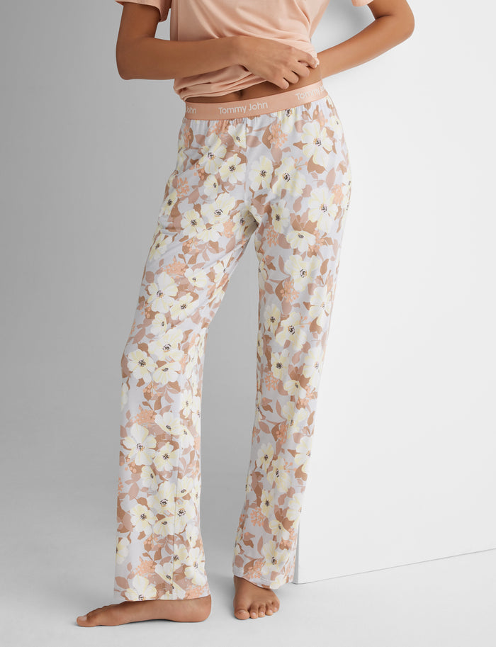Women's Second Skin Sleep Pant::Oyster Mushroom Soft Floral