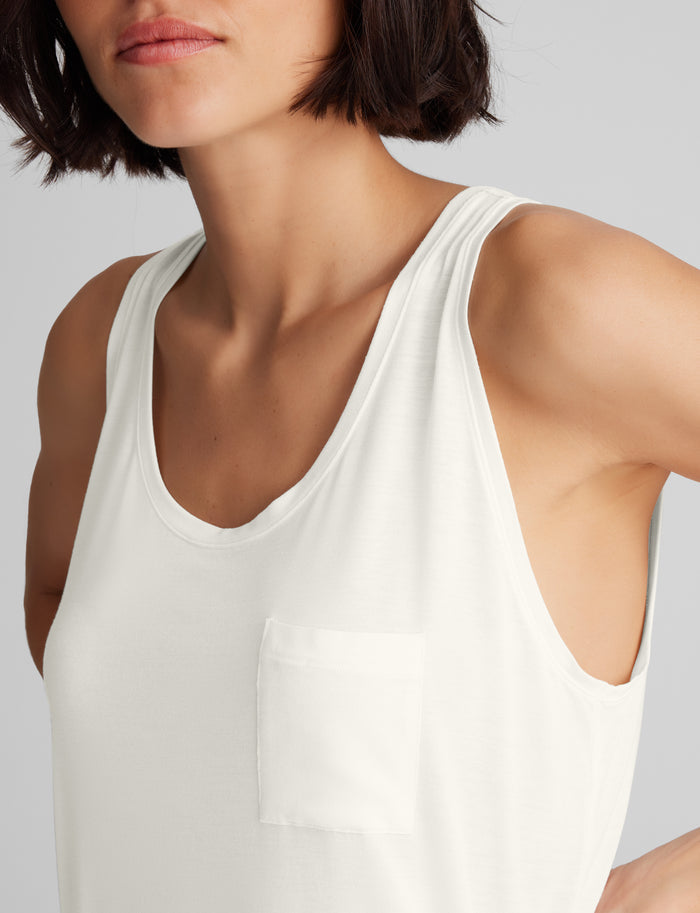 OLD::Women's Second Skin Sleep Pocket Tank::Coconut Milk
