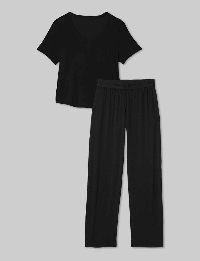 OLD::Women's Second Skin Sleep Tee & Pant Set::Black